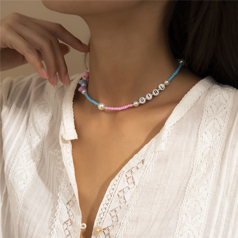 Imitation Pearl Acrylic Rice Beaded Necklaces Geometric Colorful Letter Heart Chains For Girls Women Beach Party Gift Alloy Necklace Ornaments Wholesale
Imitation Pearl Acrylic Rice Beaded Necklaces Geometric Colorful Letter Heart Chains For Girls Women Beach Party Gift Alloy Necklace Ornaments Wholesale