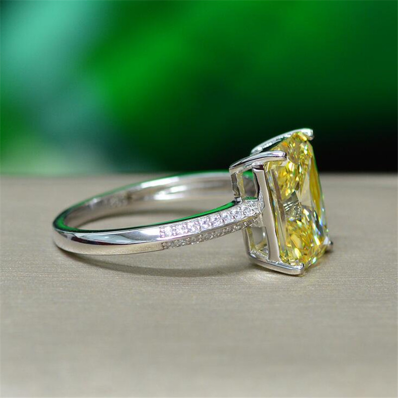 Choucong Brand Design Stunning Luxury Jewelry Pure 100% Soild 925 Sterling Silver Princess Cut Large Gold Moissanite CZ Diamond Eternity Women Wedding