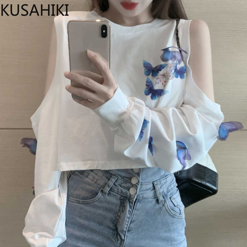 KUSAHIKI Korean Butterfly Printed T Shirt Women Causal Hollow-out Long Sleeve Tee Tops Sprign Short Graphic Tee 6G057 210602, Black
KUSAHIKI Korean Butterfly Printed T Shirt Women Causal Hollow-out Long Sleeve Tee Tops Sprign Short Graphic Tee 6G057 210602, Black