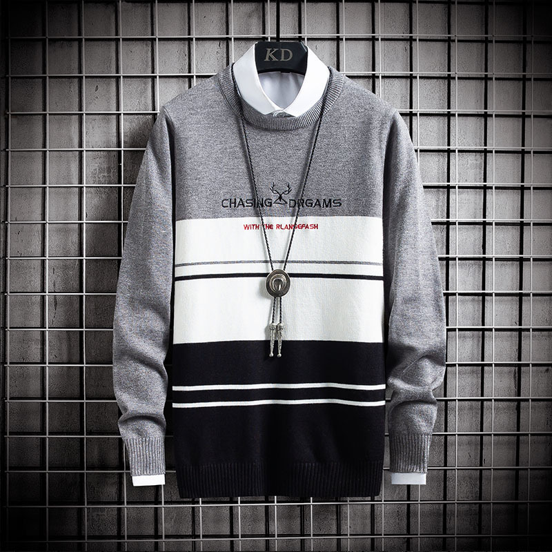 sweater knit autumn and winter men's t shirt youth round neck pullover jacquard baseline fashion clothing 33, White;black
sweater knit autumn and winter men's t shirt youth round neck pullover jacquard baseline fashion clothing 33, White;black