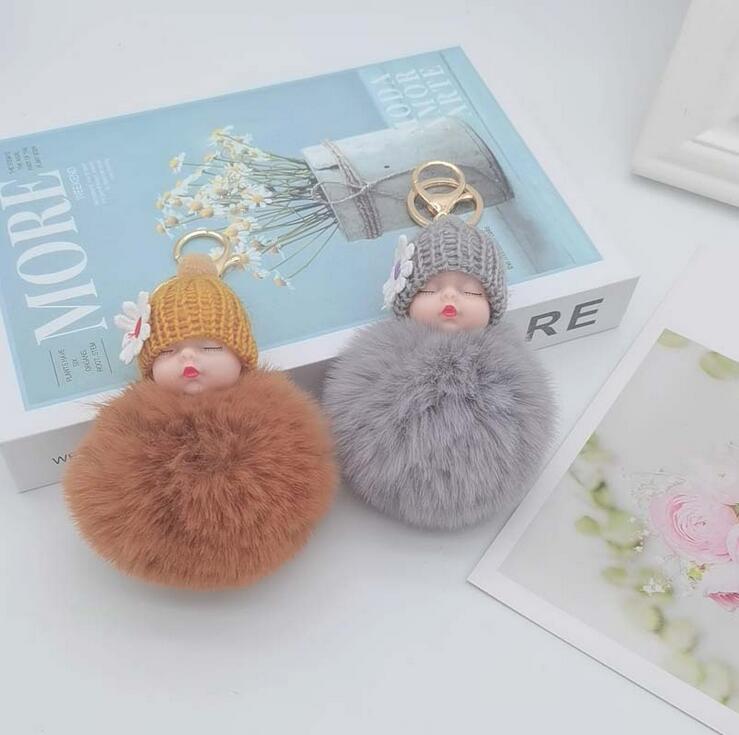 key ring Cute doll hair ball keychain bag pendant car ornaments cartoon plush