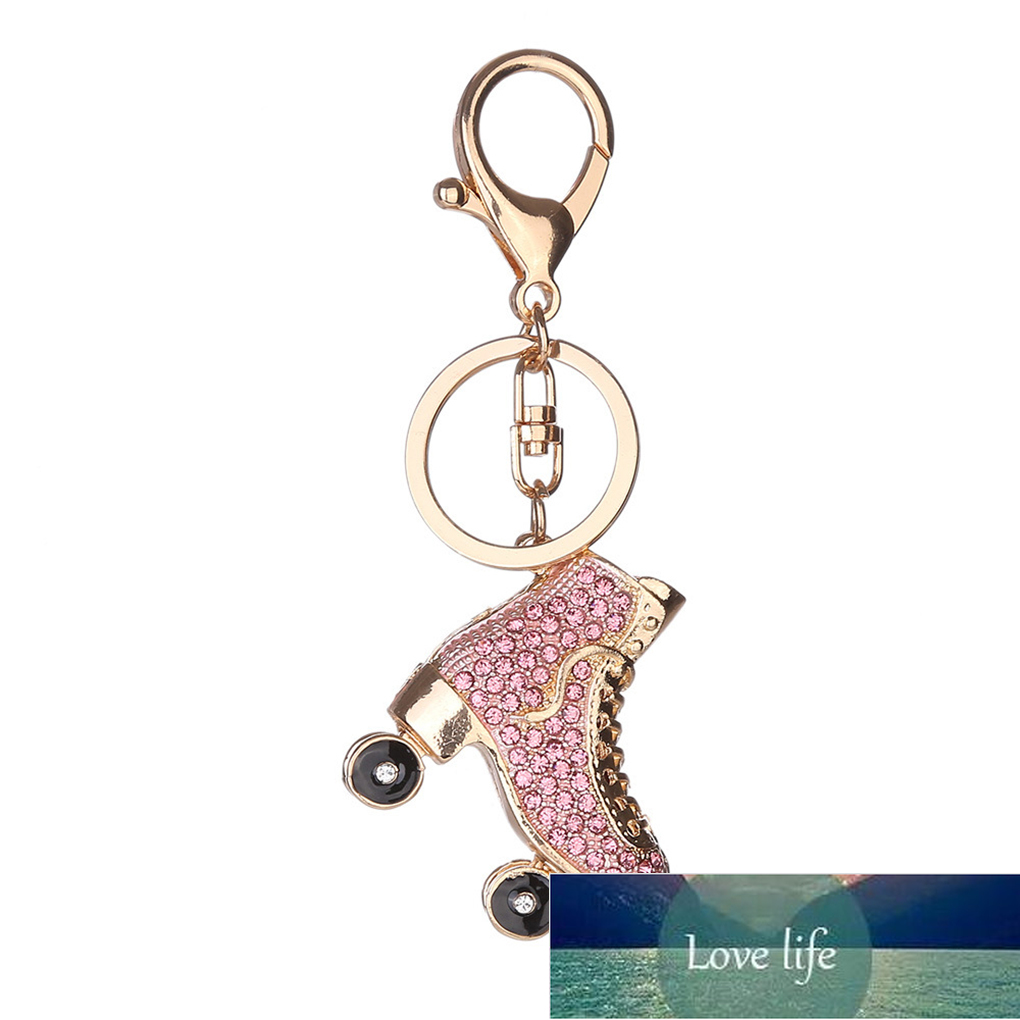 Roller Skates Shoe Crystal Keychain Handbag Pendant Keys Holder Rhinestone Keyring