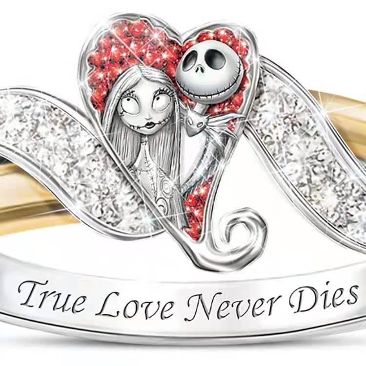 Halloween Christmas Eve Ring Jewelry Heart Shape Body Shock Skeleton Grimace Doll Diamond Vintage Festival Gift