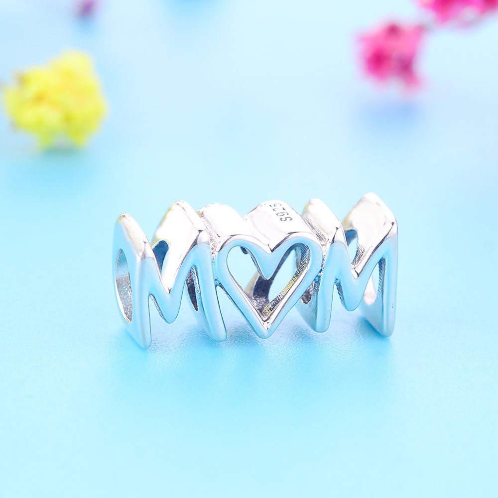 Fit Original Brand Charm Bracelet 925 Sterling Silver Letter Alphabet Script Mom Bead Making Family Kids Berloque