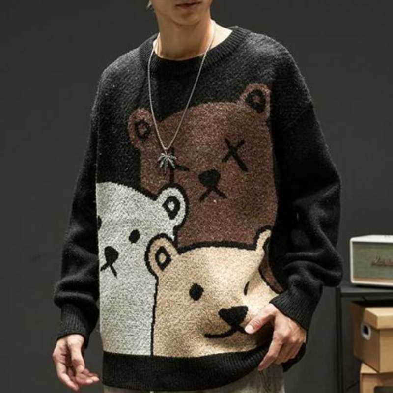 Cartoon Bear Sweater Men Winter Men Clothing Fashion Long Sleeve Knitted Pullover Sweater Oversized Cotton Coat 210929, Green
Cartoon Bear Sweater Men Winter Men Clothing Fashion Long Sleeve Knitted Pullover Sweater Oversized Cotton Coat 210929, Green