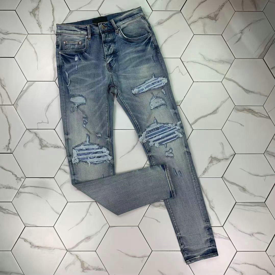HM569 High quality Mens jeans Distressed Motorcycle biker jean Rock Skinny Slim Ripped hole stripe Fashionable snake embroidery Denim pants, Blue 
HM569 High quality Mens jeans Distressed Motorcycle biker jean Rock Skinny Slim Ripped hole stripe Fashionable snake embroidery Denim pants, Blue