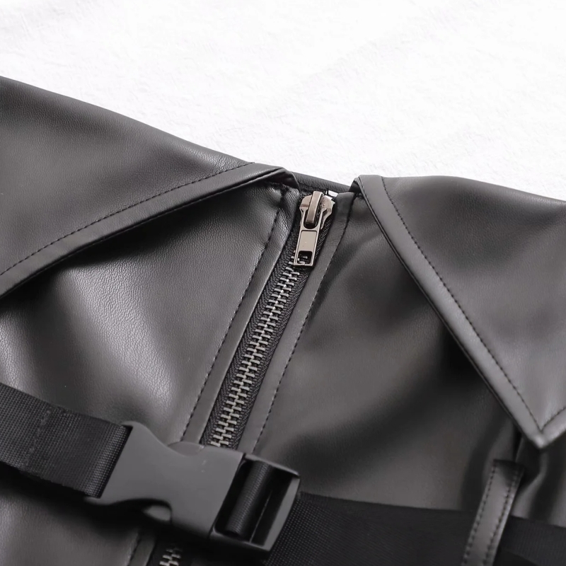 Summer Women Chic n Black PU Leather Shirt Female Sleeveless Blouse Casual Lady Slim Tops Blusas S8965 210430
