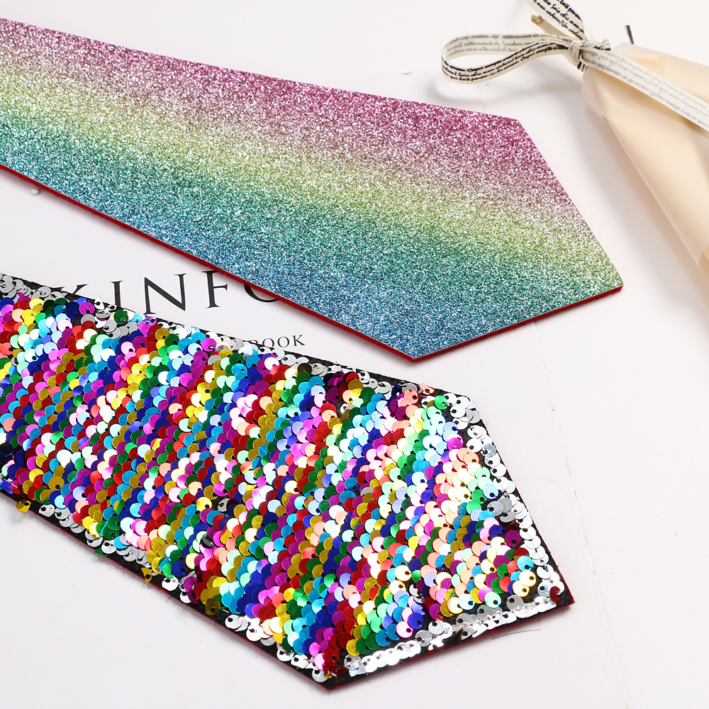 Flipped Cosplay Props Children Unisex Shiny Sequin Tied Necktie Men Women Party Magic Show Circus Bow Tie DH0540 T03 Free shipping