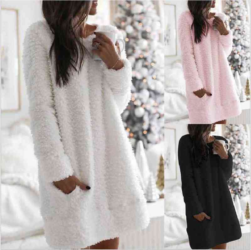 Round Neck Simple Fashion New Casual Straight Plush Women Dress 2021 Autumn and Winter Comfortable Plush Warm Dresses Vestidos G1223, Zc3787-pink
Round Neck Simple Fashion New Casual Straight Plush Women Dress 2021 Autumn and Winter Comfortable Plush Warm Dresses Vestidos G1223, Zc3787-pink