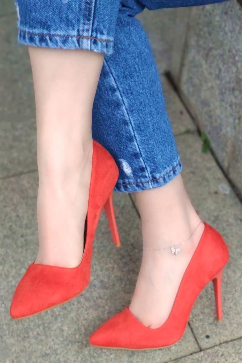 Dress Shoes Amore Suede Orange Heels Stiletto, As pic