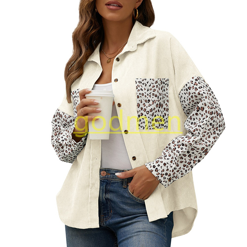 Women Designer clothes Fashion Corduroy Loose Shirt Leopard Print Casual Top Long Sleeve Elegant Ladies Irregular Splicing Jacket S-XXL, White
Women Designer clothes Fashion Corduroy Loose Shirt Leopard Print Casual Top Long Sleeve Elegant Ladies Irregular Splicing Jacket S-XXL, White
