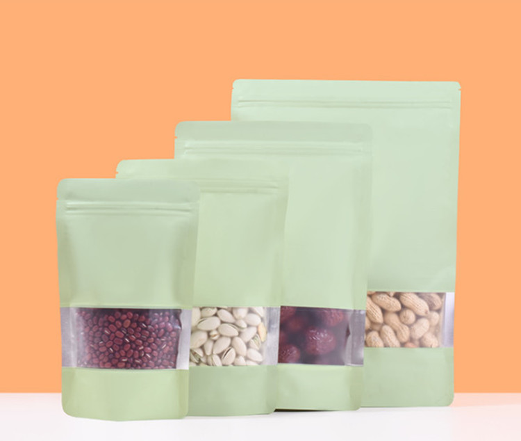 100pcs Stand up Matte Cyan Aluminum Foil Window Zip Lock Bag Turquoise Resealable Meat Coffee Powder Snack Nuts Xmas Gifts Heat Sealing Packaging Pouc