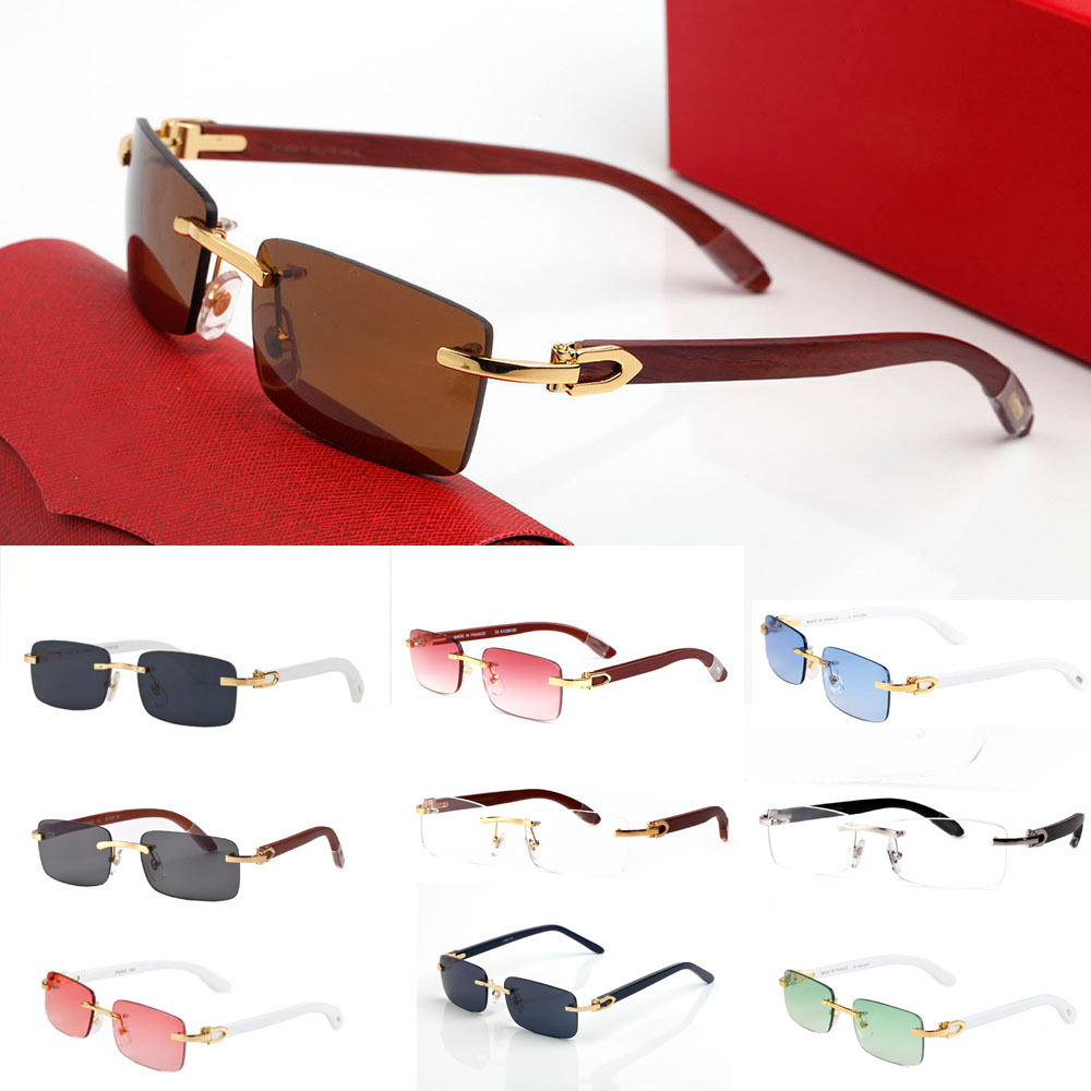 Brand Square Glasses Buffalo Horn plastic glass wood leg eyewear eyeglasses Designer Top Quality gold wooden bamboo rimless frame sunglasses lunettes de soleil