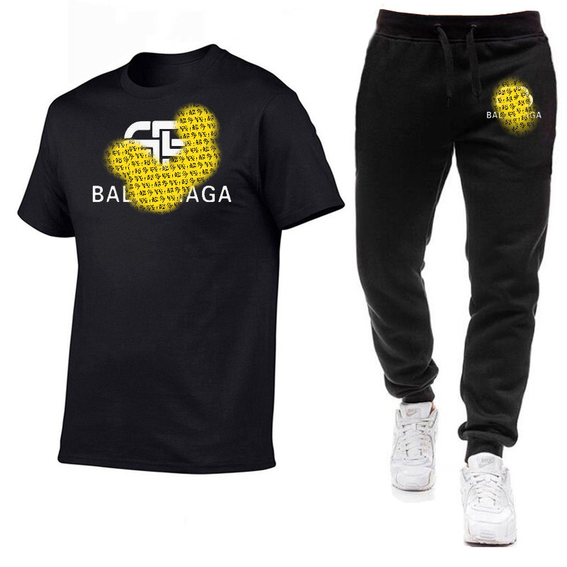 2021 summer spain men's casual sets loose tops and trousers European brand round neck t-shirt sporting pant, White
2021 summer spain men's casual sets loose tops and trousers European brand round neck t-shirt sporting pant, White