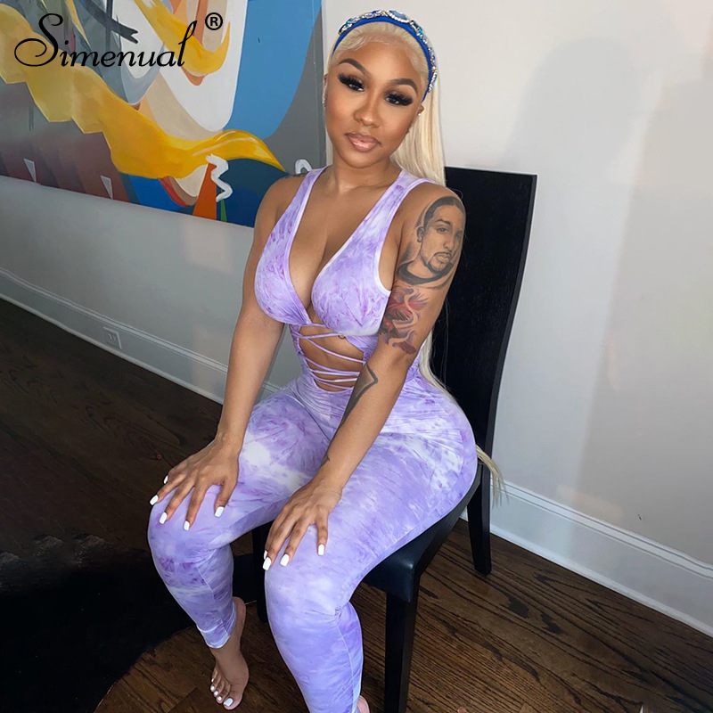 Simenual Bandage Tie Dye Hollow Out Rompers Womens Jumpsuit Fitness Sleeveless Push Up Bodycon Party Jumpsuits V Neck Sexy Hot, Purple
Simenual Bandage Tie Dye Hollow Out Rompers Womens Jumpsuit Fitness Sleeveless Push Up Bodycon Party Jumpsuits V Neck Sexy Hot, Purple