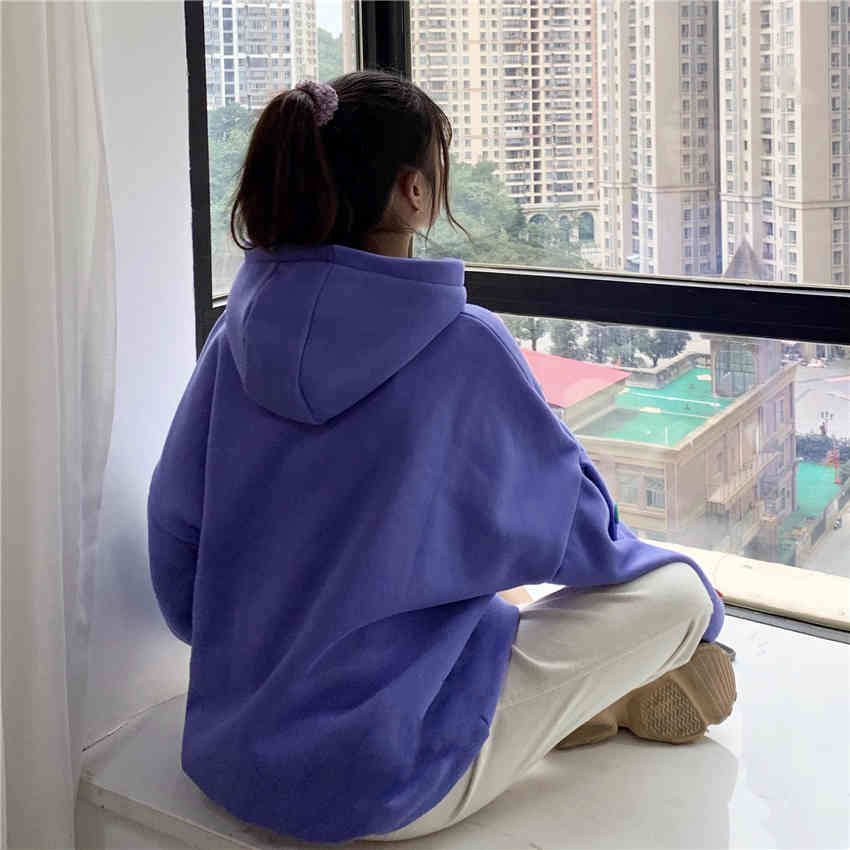 Nomikuma Autumn Winter Plus Velet Pullover Hooded Sweatshirt Causal Colourful Buttons Long Sleeve Hoodies Korean Jumper 6C639 210427