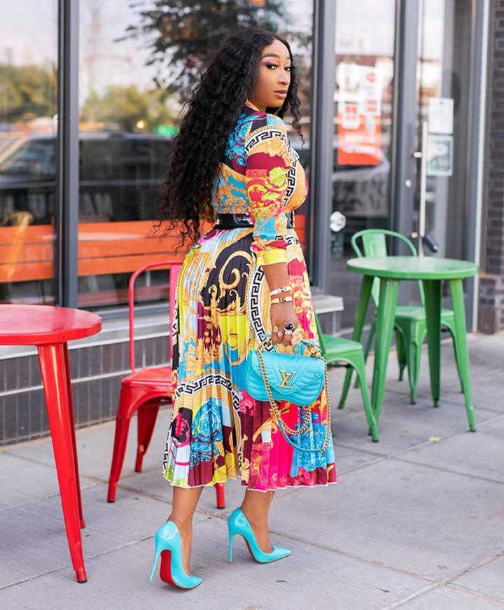 Cutubly Plus Size Loose Casual Dress Printed Long Sleeve Dress Fashion Dresses for Women England Pleated Squsre Collar Dress Q0707