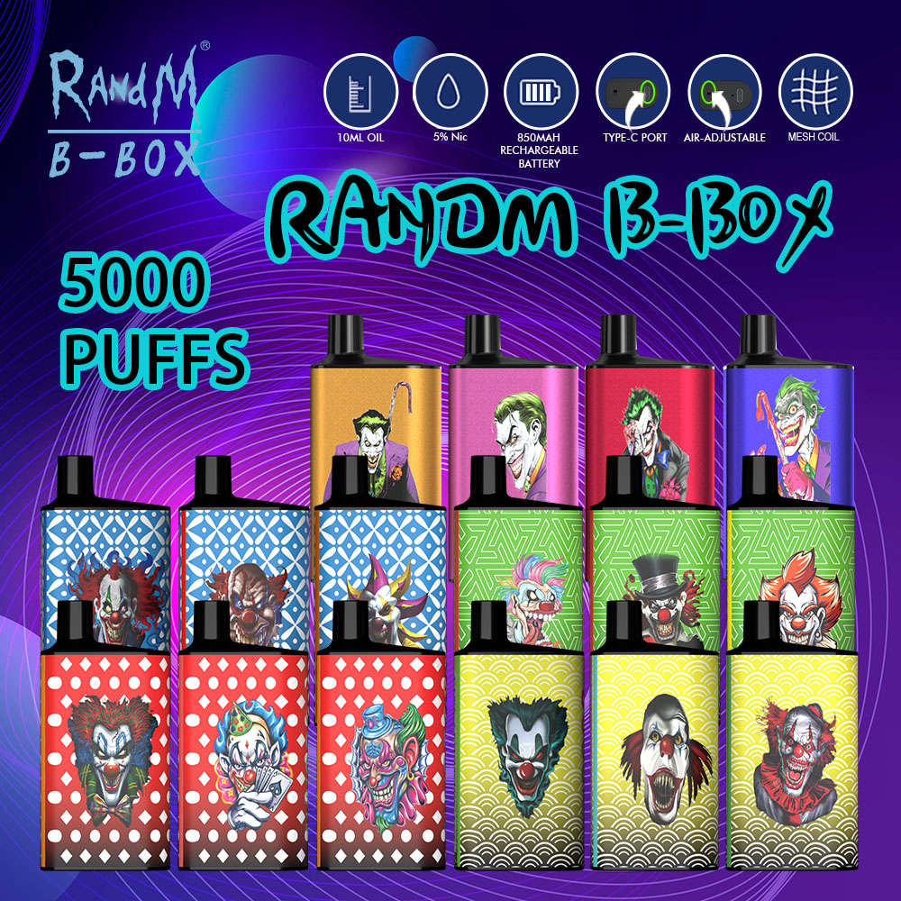 Custom Fruit flavors Electronic Cigarettes Clown Joker Pattern Vaporizer Gift Offer R and M B-BOX 5000 Puffs Wholesale OEM Holiday Gift Disposable Vape Pen Kit
Custom Fruit flavors Electronic Cigarettes Clown Joker Pattern Vaporizer Gift Offer R and M B-BOX 5000 Puffs Wholesale OEM Holiday Gift Disposable Vape Pen Kit