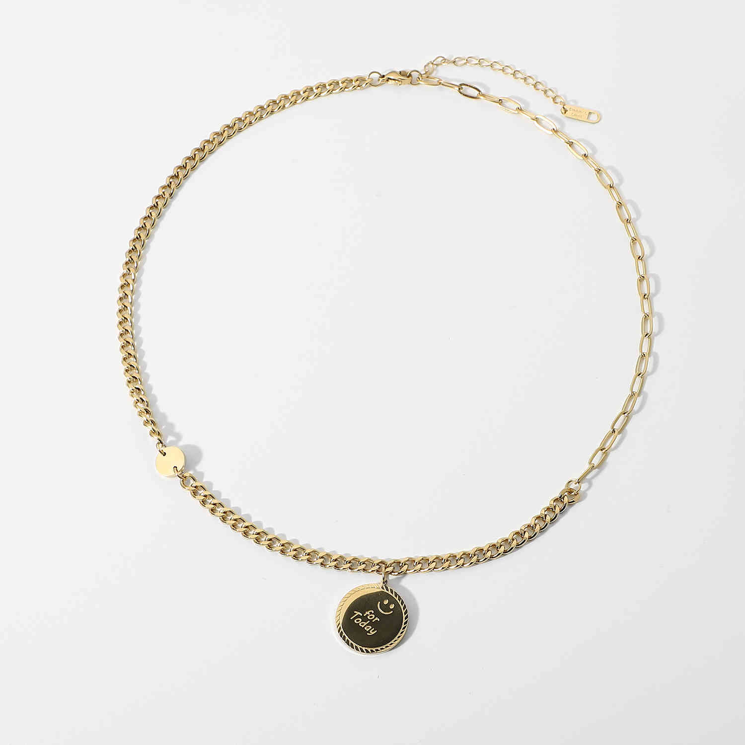14k Gold Plated 316L Stainless Steel Round Smile Today Pendant Neckalce For Women Girls Choker Jewelry
14k Gold Plated 316L Stainless Steel Round Smile Today Pendant Neckalce For Women Girls Choker Jewelry