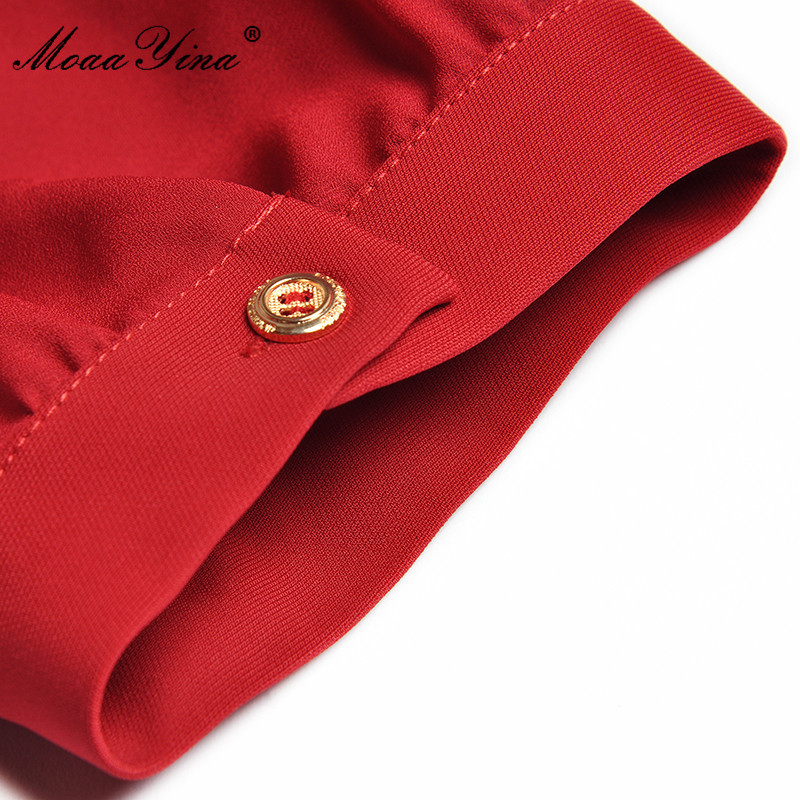 Summer Runway Elegant Party Dress Women Casual Square collar High waist Black/Red Short sleeve A-Line Midi 210524