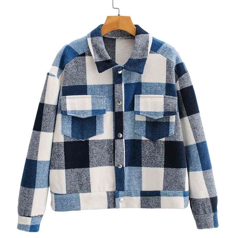 Spring Arrival Women Long Sleeve Plaid Outerwears Notched Coat Casual Streetwear Soft and Comfortable Size L 210524, Blue
Spring Arrival Women Long Sleeve Plaid Outerwears Notched Coat Casual Streetwear Soft and Comfortable Size L 210524, Blue