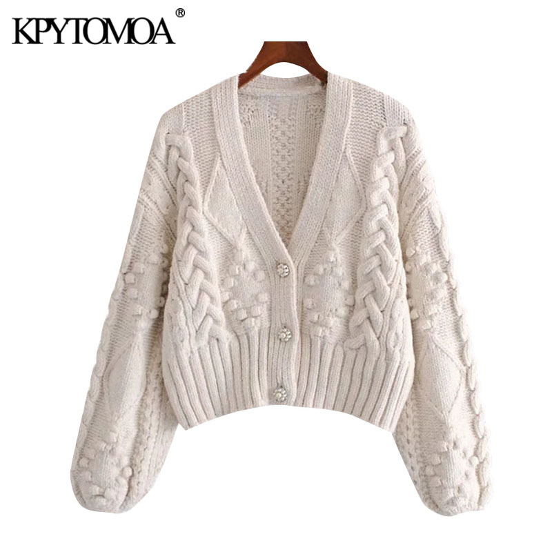 kpytomoa women 2021 fashion pompom appliques cropped knitted cardigan sweater vintage long sleeve female outerwear chic, Black
kpytomoa women 2021 fashion pompom appliques cropped knitted cardigan sweater vintage long sleeve female outerwear chic, Black