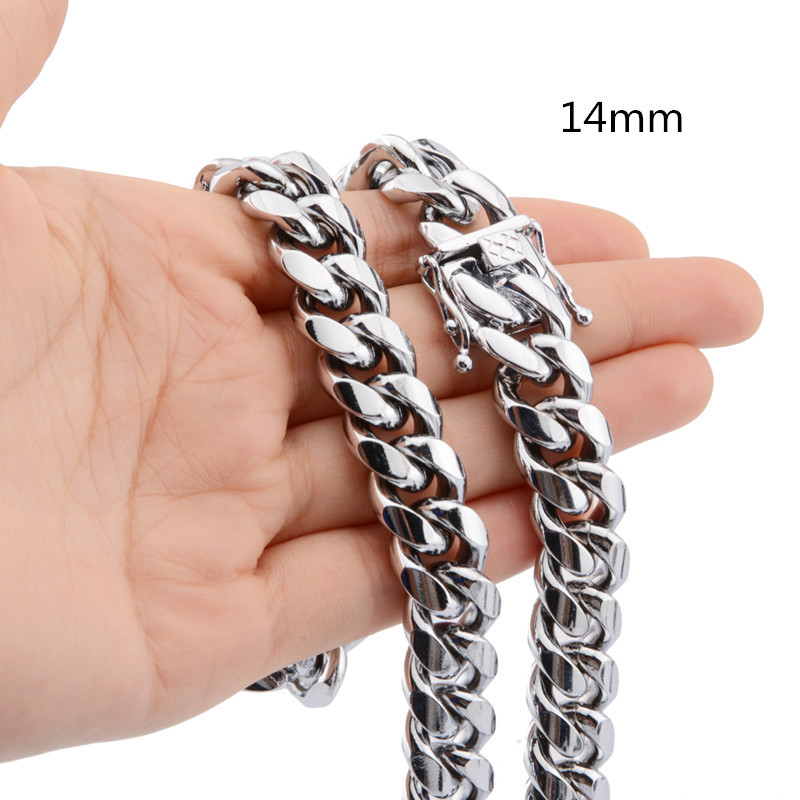14mm Boys Men's High Quality Silver Color Stainless Steel Curb Cuban Link Miami Chain Necklace Rapper Jewelry 7-40inch
14mm Boys Men's High Quality Silver Color Stainless Steel Curb Cuban Link Miami Chain Necklace Rapper Jewelry 7-40inch