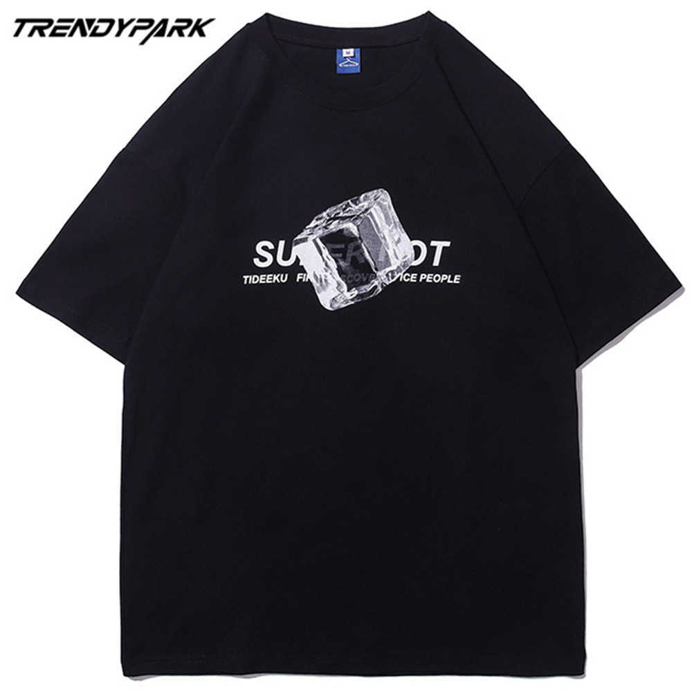 Men's Tshirt Summer Short Sleeve Ice Cubes Printed Hip Hop Oversized Cotton Casual Harajuku Streetwear Top Tshirts Clothing 210601