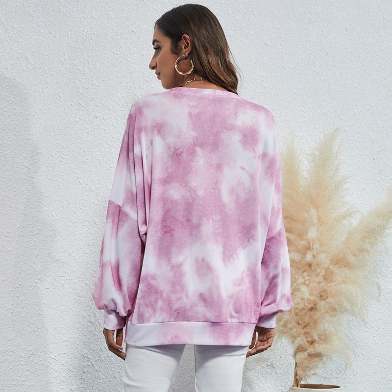 Spring women tie dye hoodies Women loose Hoody Sweatshirt Pullover Casual Tops Lady Loose Long Sleeve 210524