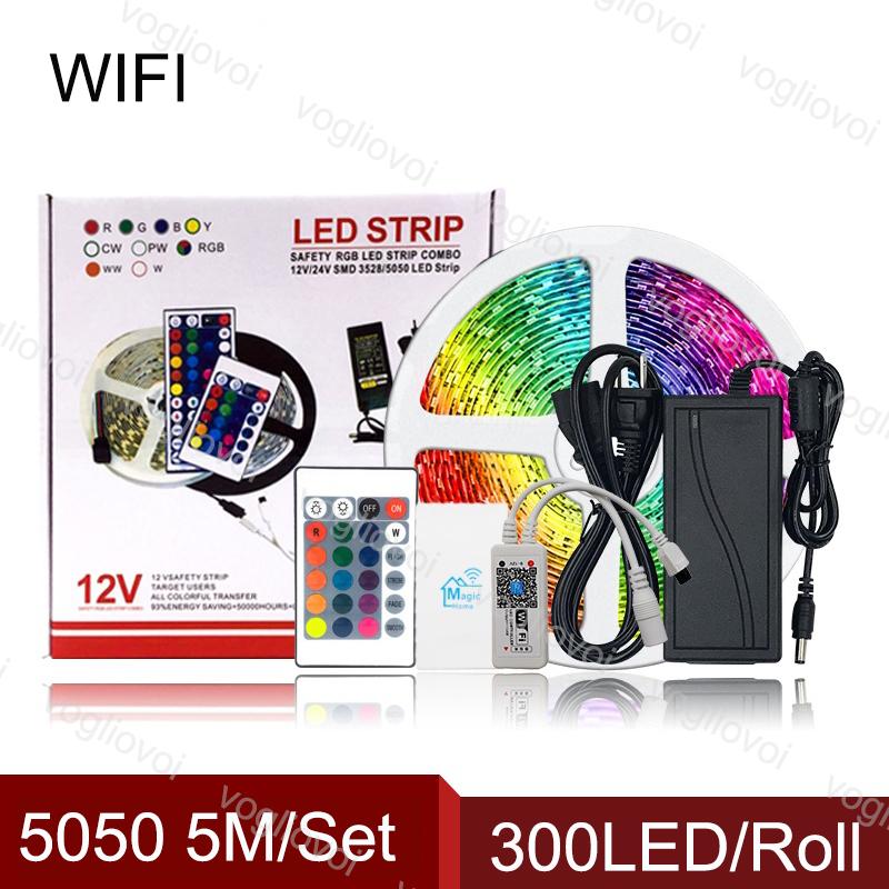 Vogliovoi Led Light Strip WiFi Smart Voice Control 5M SMD 300Leds/Roll DC12V Multicolor 24keys 110-240V 5A Adapter KTV Plaza Strips
Vogliovoi Led Light Strip WiFi Smart Voice Control 5M SMD 300Leds/Roll DC12V Multicolor 24keys 110-240V 5A Adapter KTV Plaza Strips