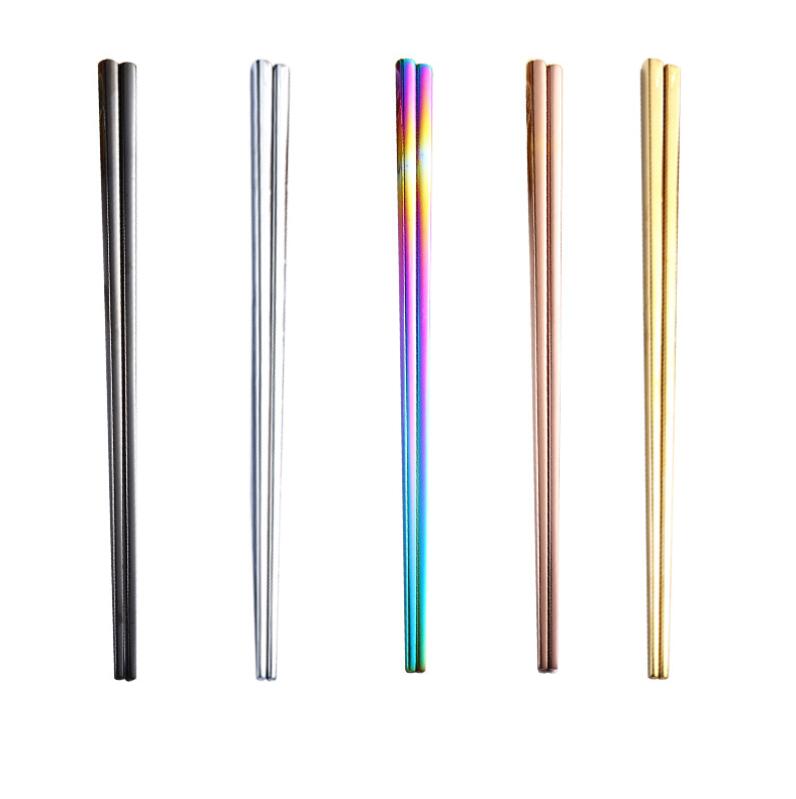 304 Stainless Steel Chopsticks Square Anti Scalding Titanium Plating Gold Rainbow Black Metal Chopstick от DHgate WW