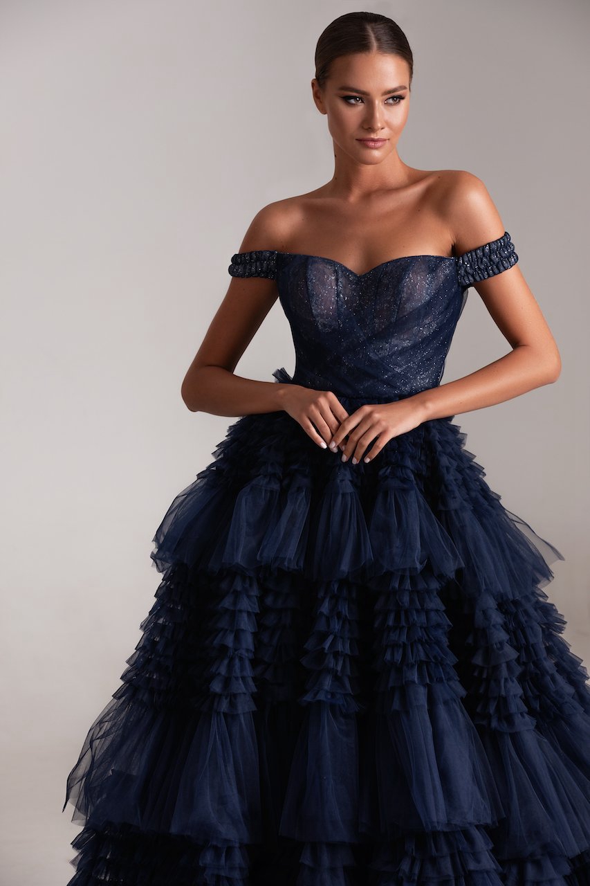 New Layered Puffy Tulle Sequins Dress Sexy Off Shoulder or Length Graduation Gowns Custom Made Party Dresses