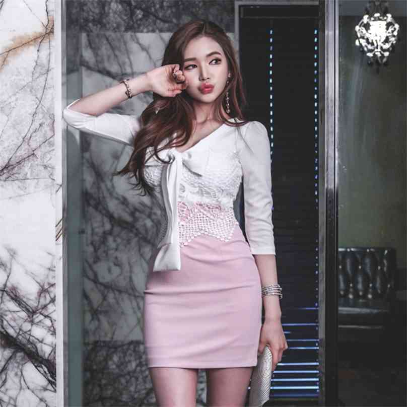 Spring, summer, han edition show temperament of thin dress lace stitching bow 7 minutes sleeve spot 210602, The picture color
Spring, summer, han edition show temperament of thin dress lace stitching bow 7 minutes sleeve spot 210602, The picture color