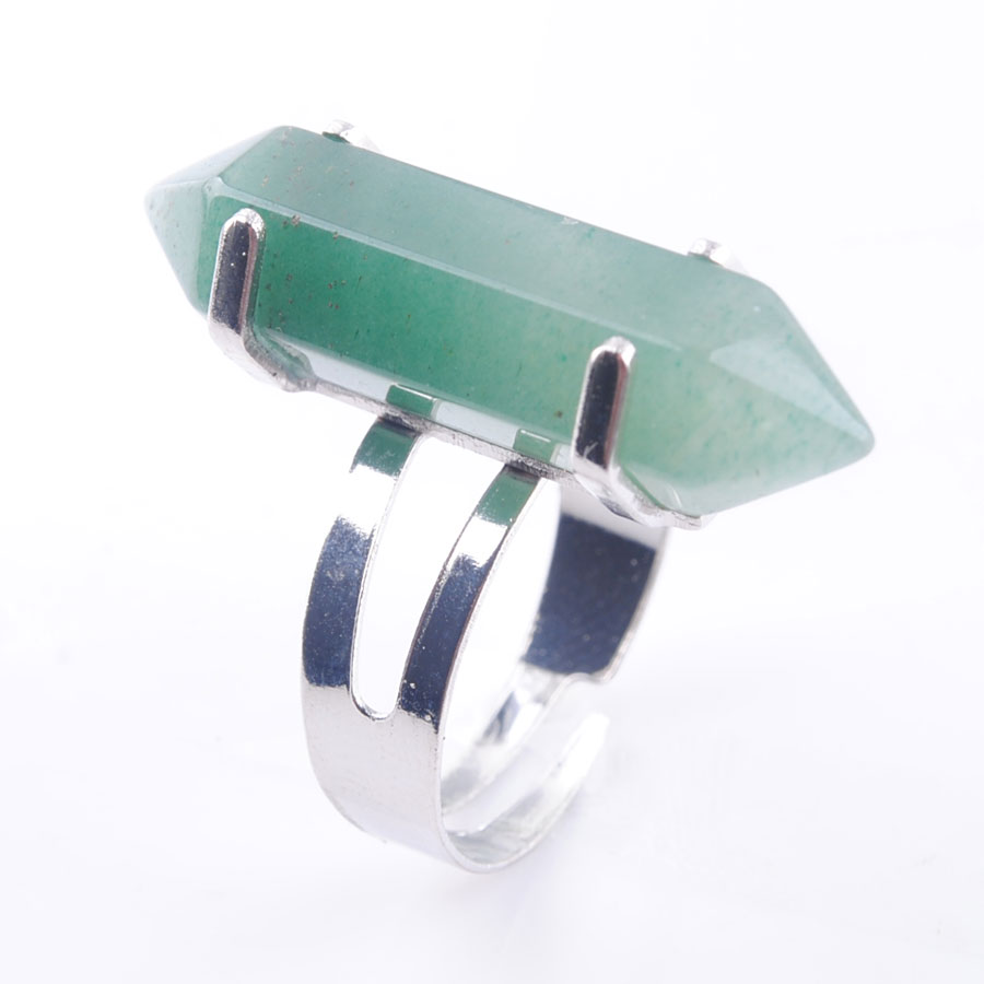 WOJIAER Hexagon Rings Natural Turquoise Lapis Lazuli Gem Stones Healing Reiki Chakra Beads Ring 20mm (0.8") Adjustable BX302