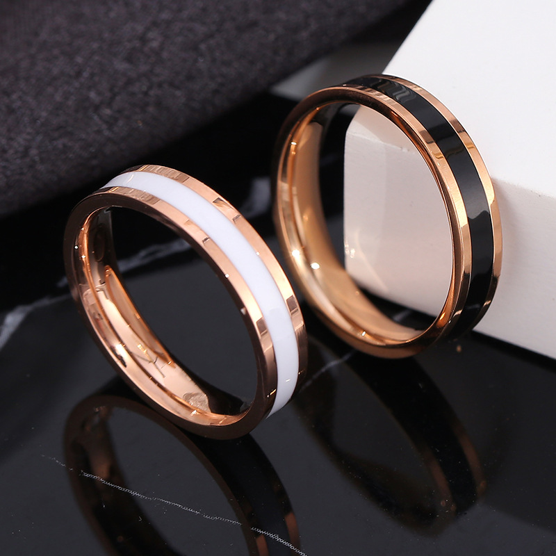 Fashion Rose Gold Plated Black White Enameled Stainless Steel Ring Ins style Luxury Jewelry
Fashion Rose Gold Plated Black White Enameled Stainless Steel Ring Ins style Luxury Jewelry