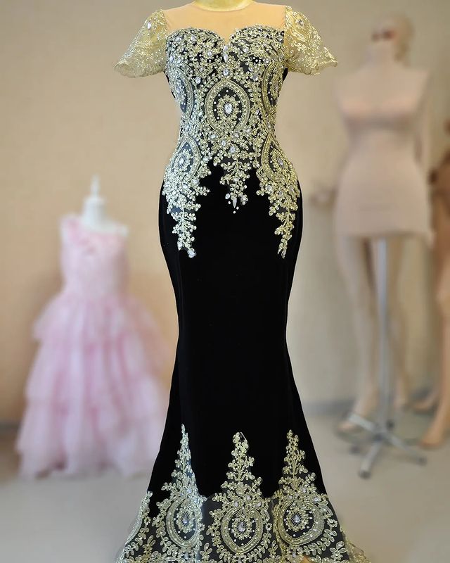 2022 Plus Size Arabic Aso Ebi Black Mermaid Sexy Prom Dresses Sheer Neck Lace Beaded Evening Formal Party Second Reception Bridesmaid Gowns Dress ZJ53