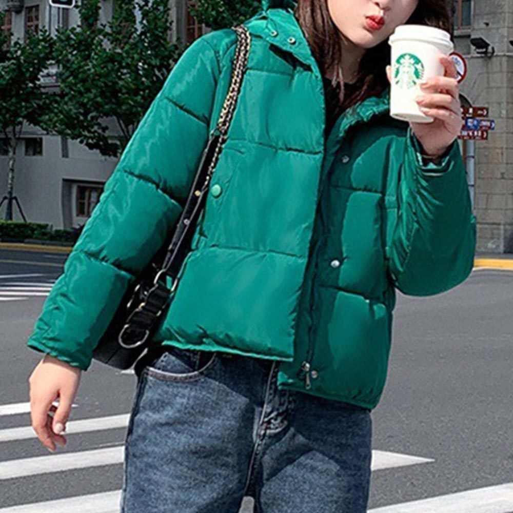 Women Fashion Korean Loose Short Coat Solid Warm Thick Jackets Casual Padded Cotton Parkas Plus Size Outwear 210428