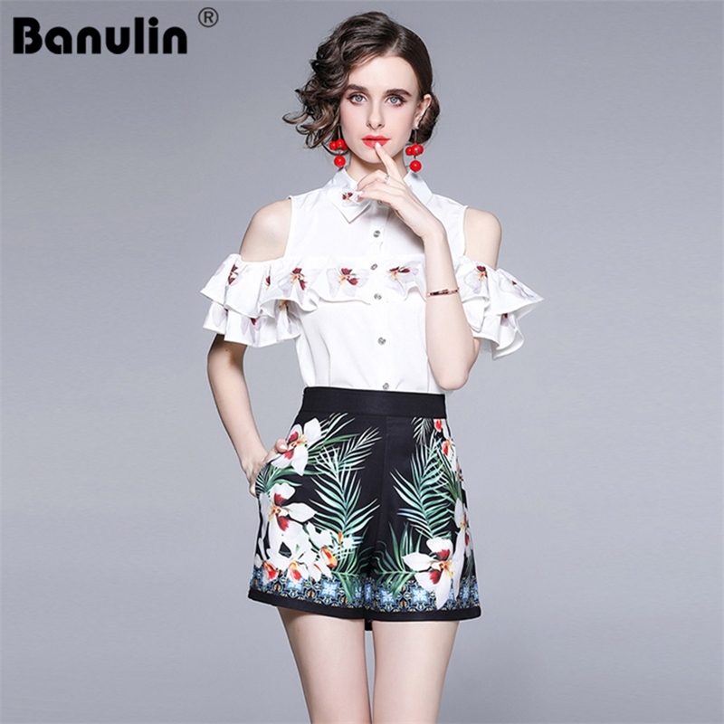 Banulin Runway Summer 2 Piece Set Women Off Shoulder Ruffles Floral Print Shirt Tops + High Waist Wide Leg Shorts 210603, Mixed color
Banulin Runway Summer 2 Piece Set Women Off Shoulder Ruffles Floral Print Shirt Tops + High Waist Wide Leg Shorts 210603, Mixed color