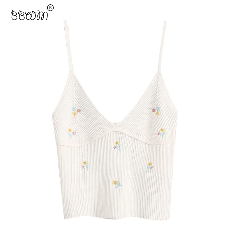 Women Sweet Fashion Floral Embroidery Short Strap Knitted Blouses Casual Female Backless Shirts Girls Chic Tops 210520, As picture
Women Sweet Fashion Floral Embroidery Short Strap Knitted Blouses Casual Female Backless Shirts Girls Chic Tops 210520, As picture