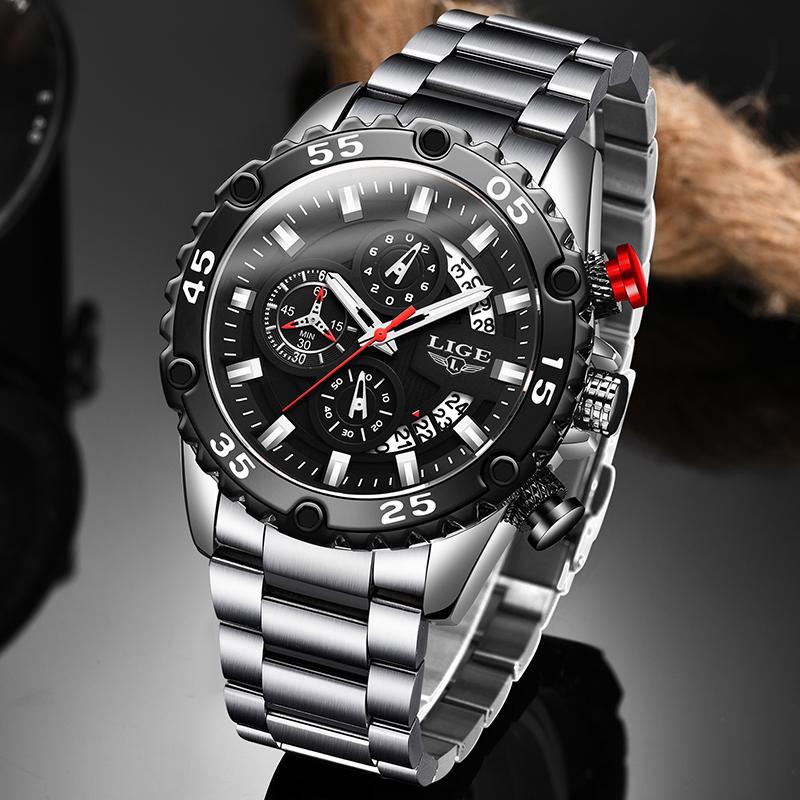 Wristwatches LIGE 2021 Quartz Wrist Watch Silver Black Mens Watches Top Stainless Steel Men Military Sport Chronograph+Box, Slivery;brown
Wristwatches LIGE 2021 Quartz Wrist Watch Silver Black Mens Watches Top Stainless Steel Men Military Sport Chronograph+Box, Slivery;brown
