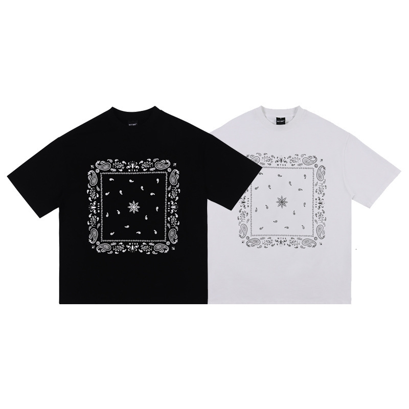 t shirt short sleeve printed with cashew square, White;black