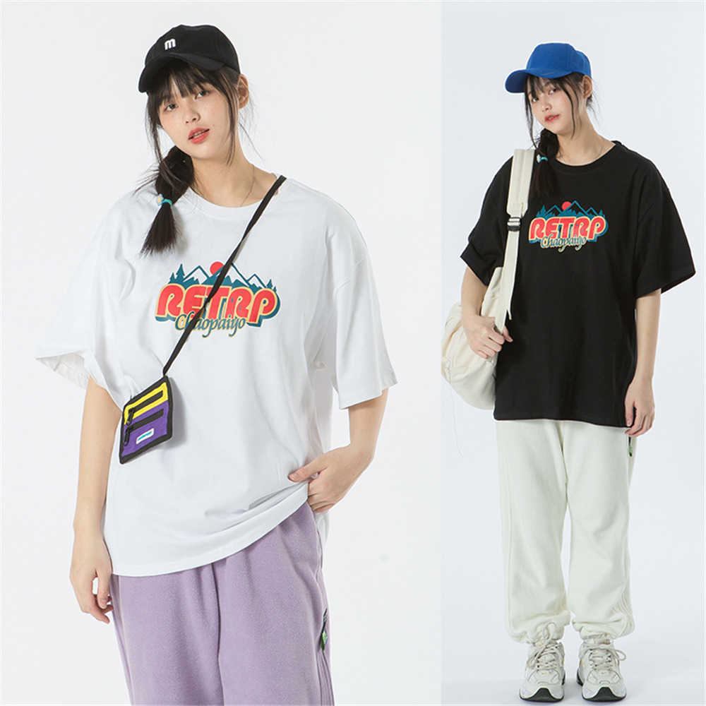 Men's T-shirt Summer Short Sleeve Letters Printed Tee Hip Hop Oversized Cotton Casual Harajuku Streetwear Top Tshirts 210601
