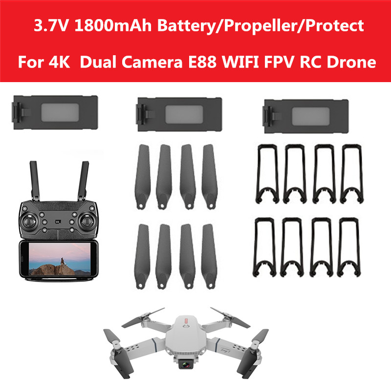 3.7V 1800mAh battery propeller protect frame spare part for E88 4K Dual Camera Wifi drone E88 RC Drone Battery E88 Accessories
3.7V 1800mAh battery propeller protect frame spare part for E88 4K Dual Camera Wifi drone E88 RC Drone Battery E88 Accessories