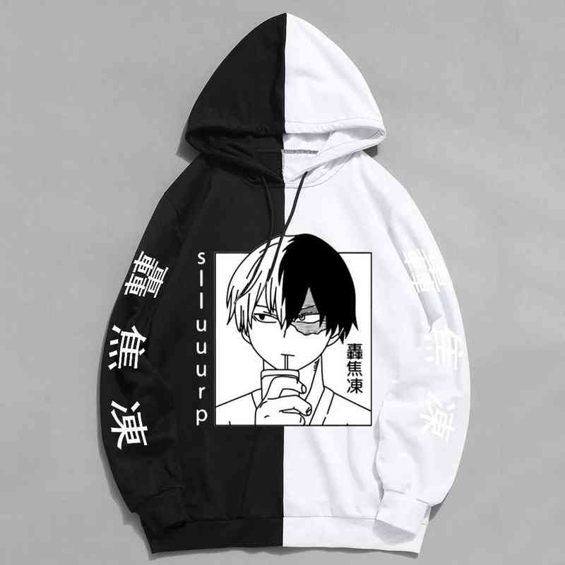 My Hero Academia Shoto Todoroki Hoodi Harajuku Pullover Anime Sweatshirt Men Fashion Fall Winter Pullover Hoodie Patchwork, Br