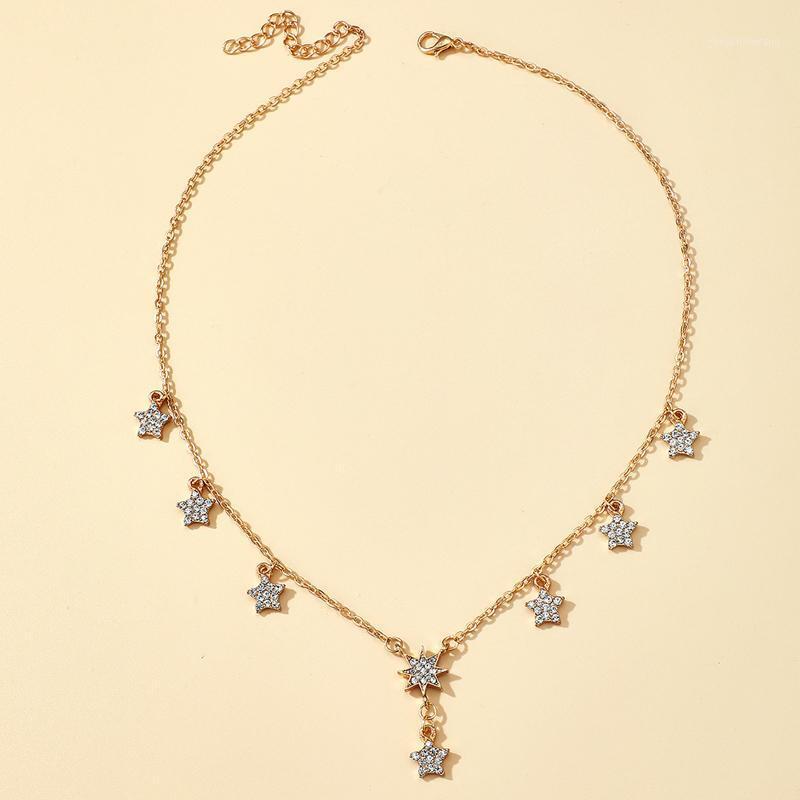 Chains Bohemian Gold Color Alloy Metal Chain Luxury Shiny Rhinestone Star Pendanct Necklace For Women Choker 2021
Chains Bohemian Gold Color Alloy Metal Chain Luxury Shiny Rhinestone Star Pendanct Necklace For Women Choker 2021