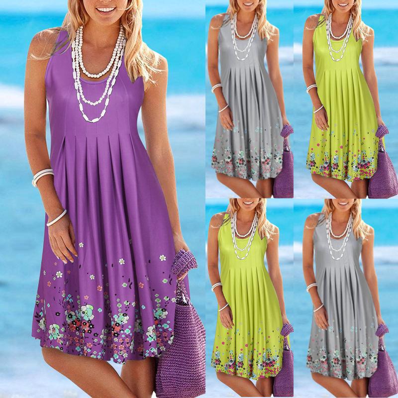 Casual Dresses Women's Plus Size Summer Fashion Boho Floral Print Knee-Length Sundress Sleeveless O-Neck Holiday Vocation Beach Dress, Gray
Casual Dresses Women's Plus Size Summer Fashion Boho Floral Print Knee-Length Sundress Sleeveless O-Neck Holiday Vocation Beach Dress, Gray