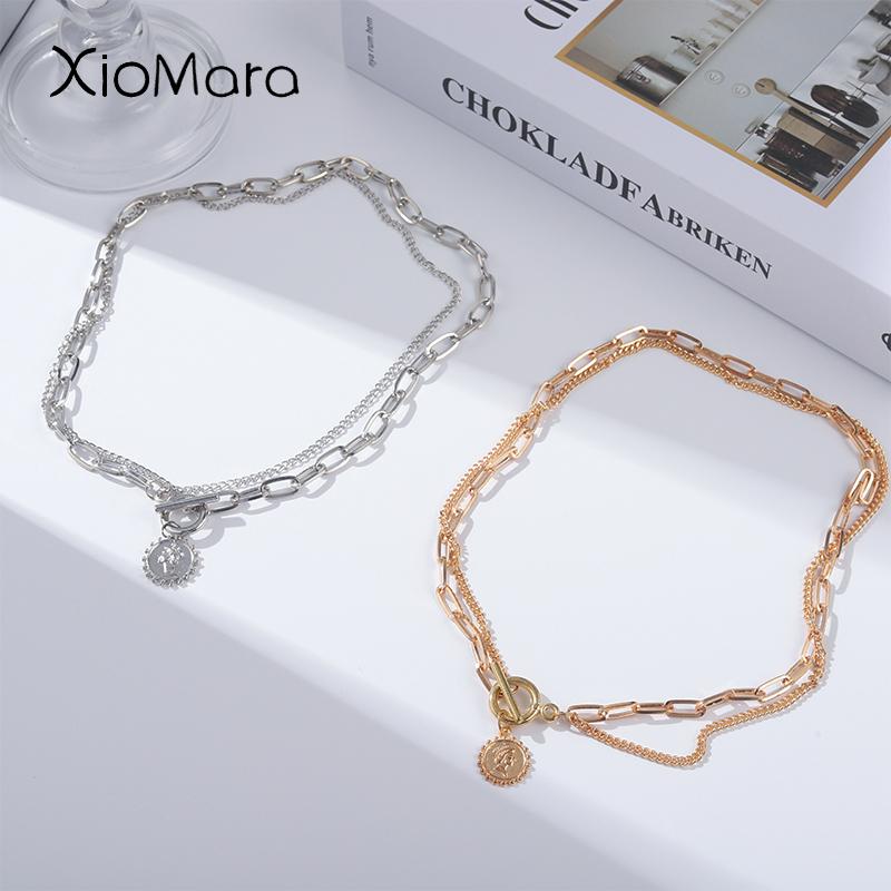 Pendant Necklaces Multilayer Necklace OT Buckle Stainless Steel Chain Gold Silver Carved Portrait Bracelet For Women 2021 Jewelry Trendy
Pendant Necklaces Multilayer Necklace OT Buckle Stainless Steel Chain Gold Silver Carved Portrait Bracelet For Women 2021 Jewelry Trendy