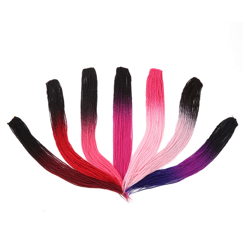 22 Inch Synthetic Hair Extensions Color Gradient Two Strand Braids 2 Colors Gradients Pure Black Twos Strands Dirty Braidss Hair Crochet Wig WH0523