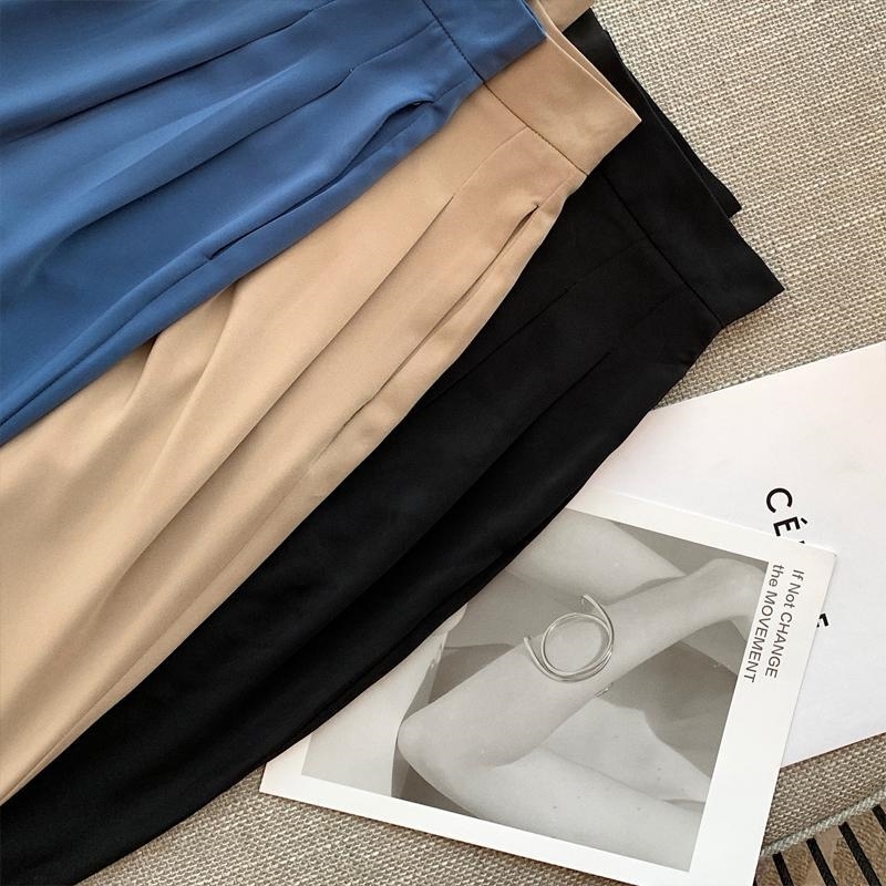 spring summer woman Long Pant Female High Waist Solid Straight Trousers Large Size Casual pants 210510