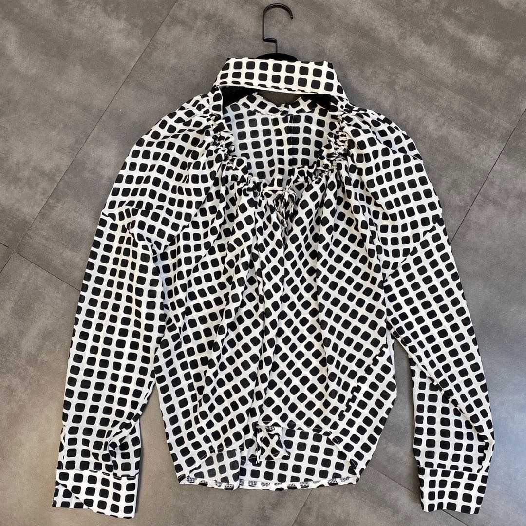 DEAT Women Lapel Long Sleeve Plaid Hollow Out Shirt Shorts Two Piece Set Temperament Fashion Spring Summer 11D1616 210709